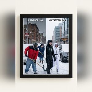 8x10  Frame — Blizzard of 1996 vs Blizzard Of 2026 A.I. Art Print